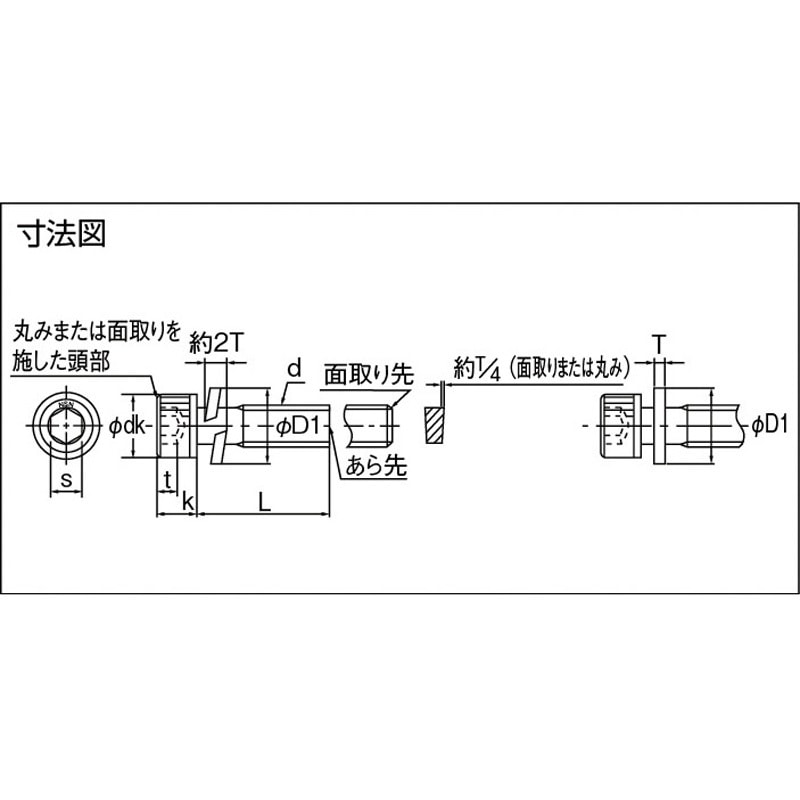 B078-0408 六角穴付き組込ボルト(ステンレス) TRUSCO ねじ寸法M4×8 1