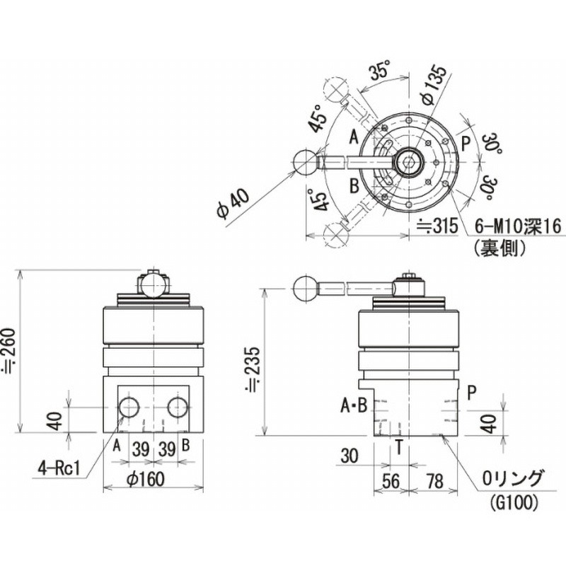 HOV-48 4方3位置弁 RIKEN(理研機器) 最高使用圧力70MPa センタバイパス   HOV-48