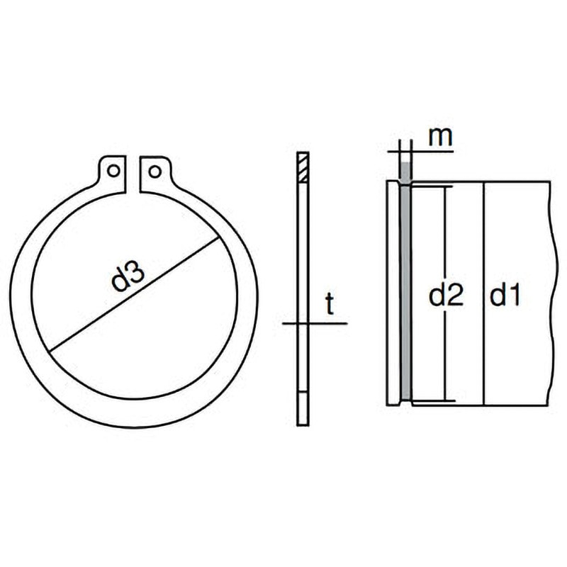 B32-0016 ボルトンパック スナップリング(軸用)(バネ用鋼、HRC44