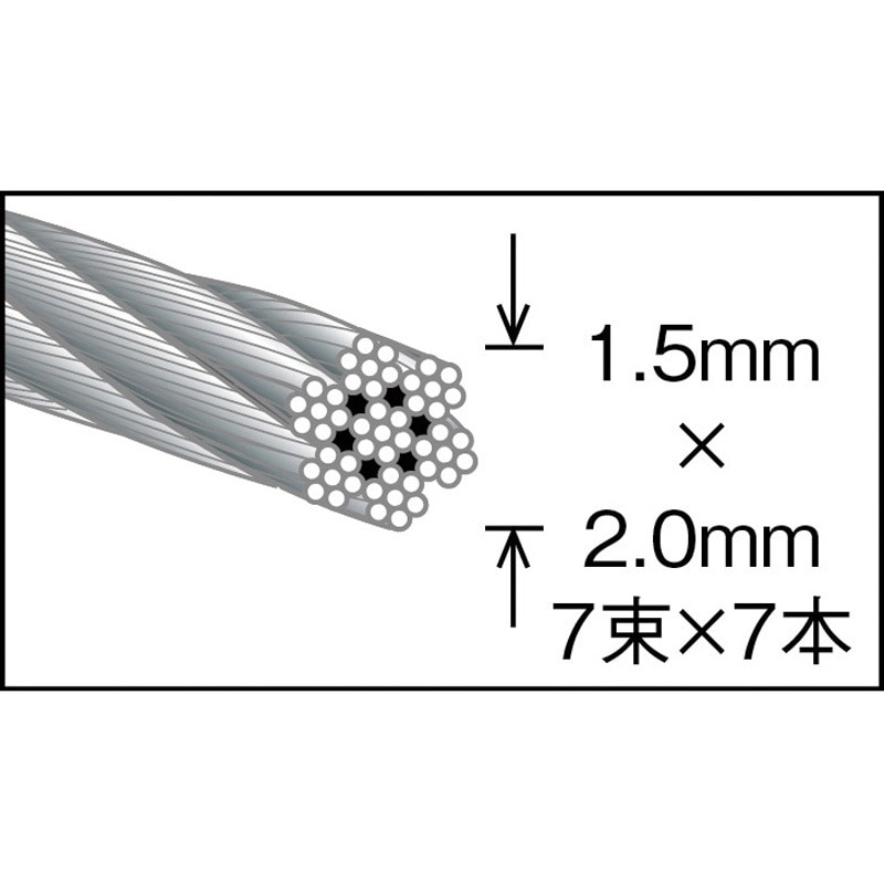 CWC-15S20 ナイロン被覆ステンレスワイヤーロープ TRUSCO 7×7 荷重30kg