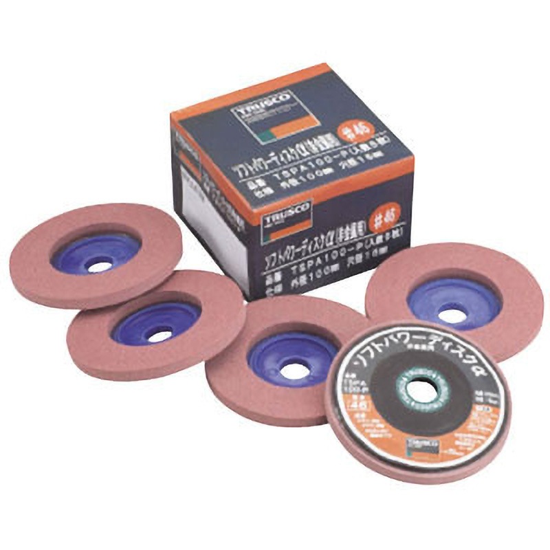 TSPA100-P  120 ソフトパワーディスクα(非金属用) TRUSCO 砥粒PVA+GC 粒度120 中仕上げ用 外径100mm穴径16mm 1箱(5個) TSPA100-P  120