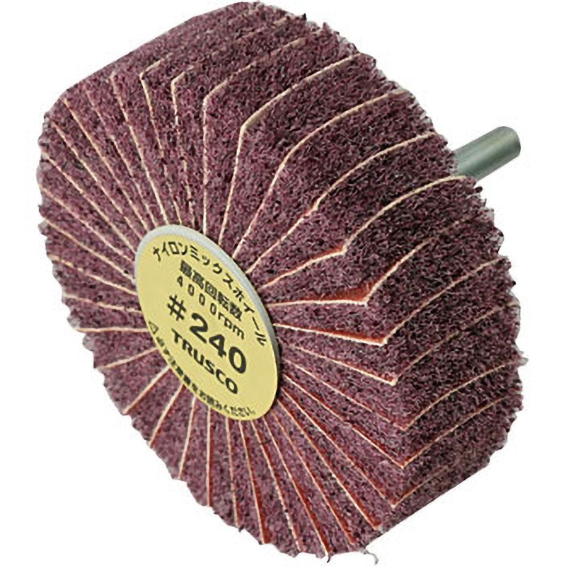 FM8025-240 ナイロンミックスホイール(軸径Φ6mm) TRUSCO 粒度240 外径80mm 1箱(5個)