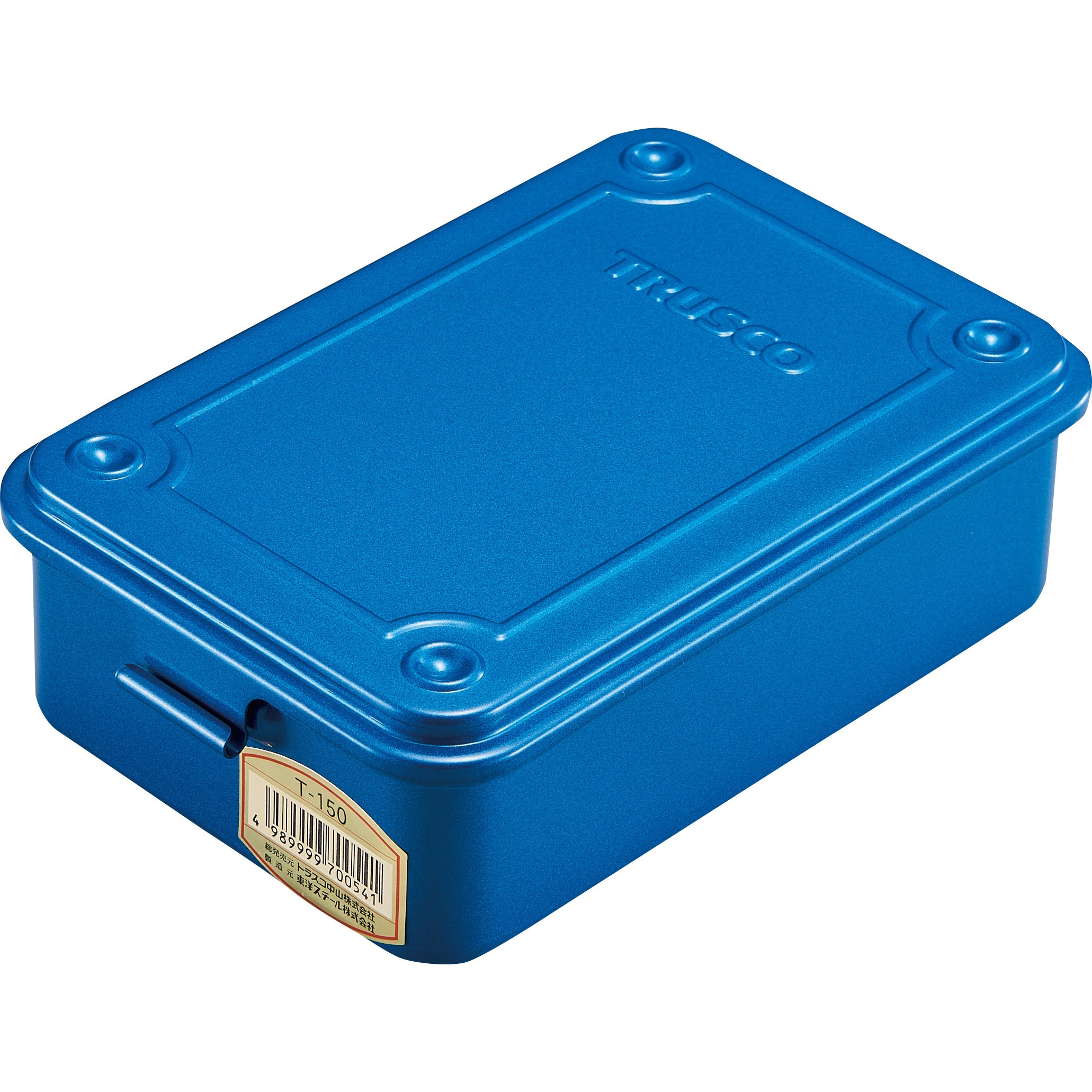 トラックハウス入荷しました。 T-150 トランク型工具箱 154X105X52 TRUSCO スチール ブルー色 外寸法