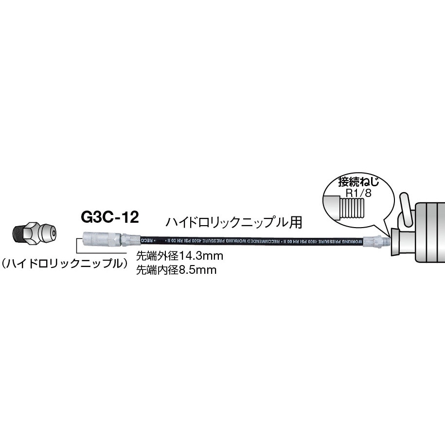 TRUSCO(トラスコ) グリスガン用ホース 314mm G3C-12 2mvetro G3C-12 グリスガン用ホース TRUSCO ナイロン 全長314mm G3C-12 【通販