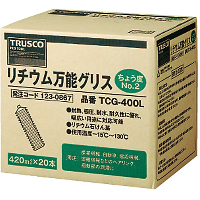 TCG-400L リチウム万能グリス TRUSCO ちょう度No.2 容量370g 1箱(420mL