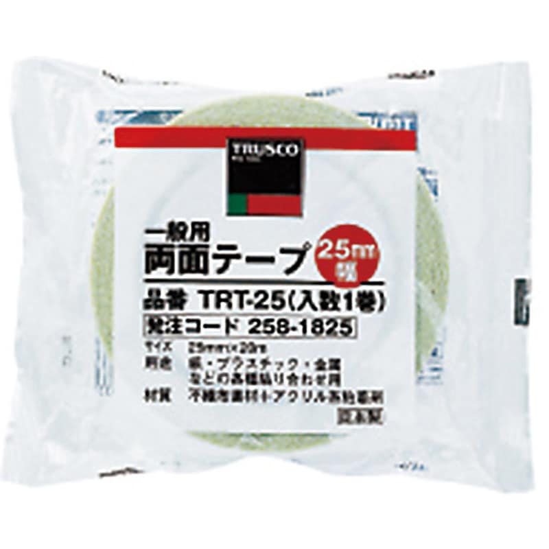 TRT-40 一般用両面テープ TRUSCO 不織布基材 クリア色 金属 テープ幅