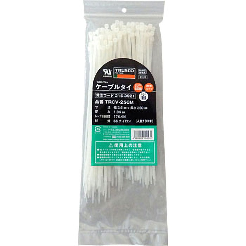 TRCV-250M ケーブルタイ標準タイプ TRUSCO 最大結束径74mm 1袋(100本