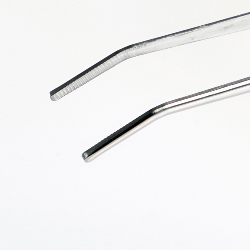 TSP-38 ステンレス製ピンセット TRUSCO SUS430製 先曲/ギザ付 全長 