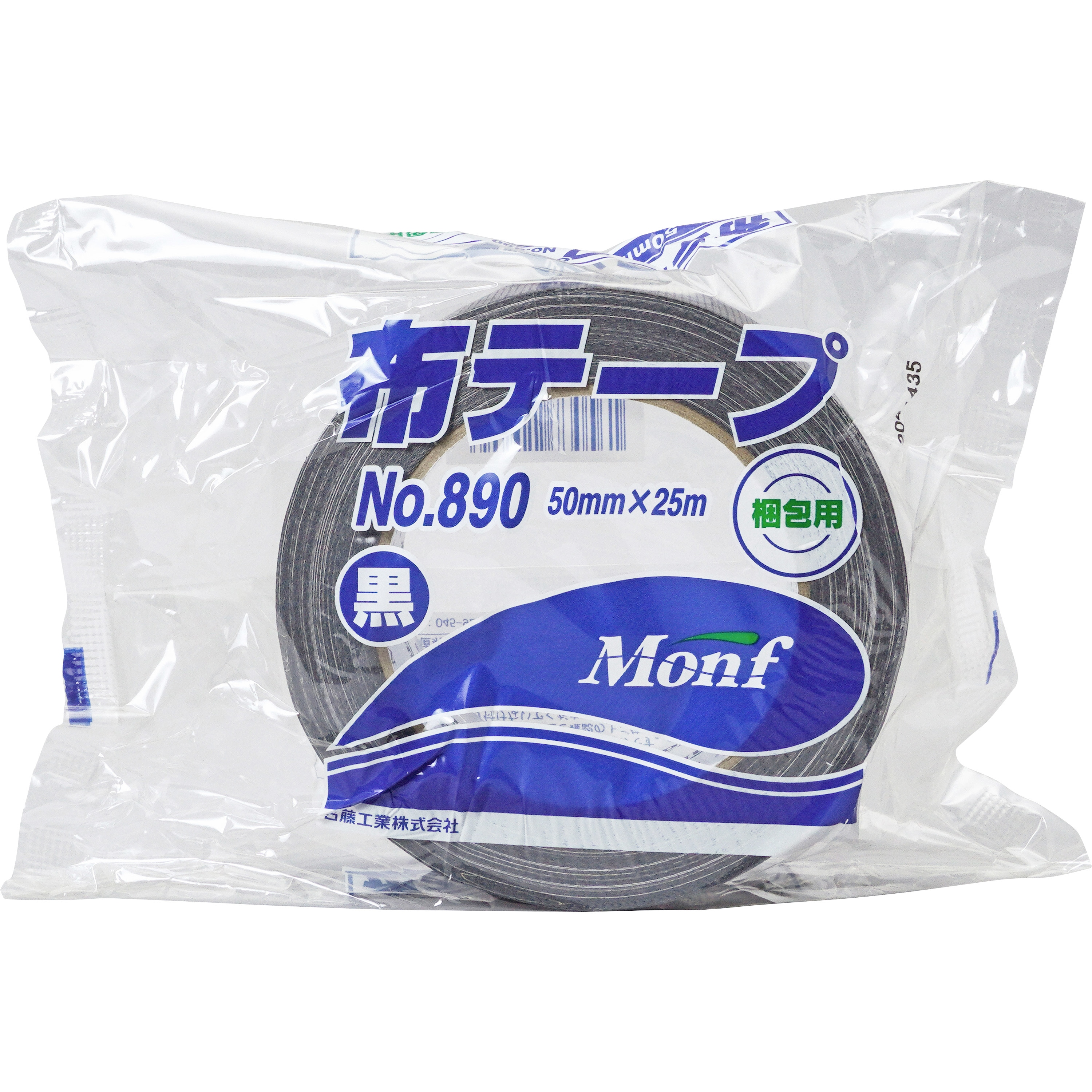 No.890 カラー布粘着テープ No.890 古藤工業(Monf) スフ基材 黒色 幅