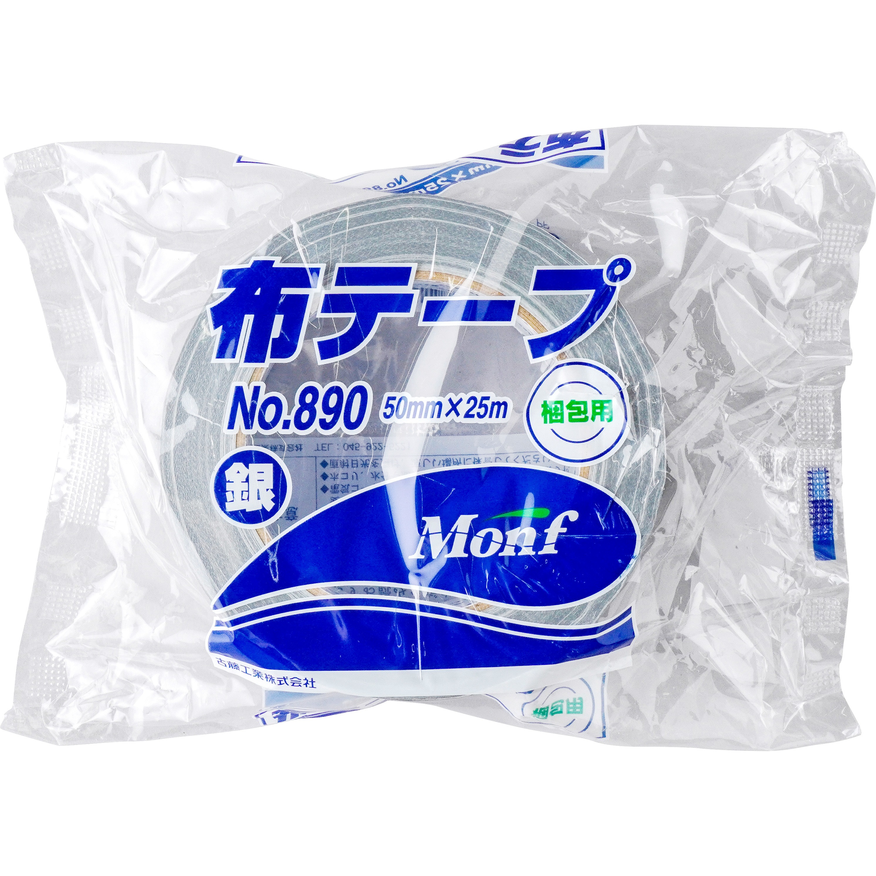 No.890 カラー布粘着テープ No.890 古藤工業(Monf) スフ基材 銀色 幅