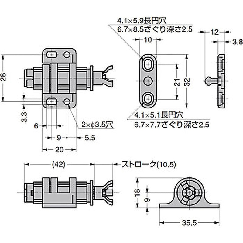 MC-20BL プッシュラッチ MC-20型 1個 LAMP(スガツネ) 【通販