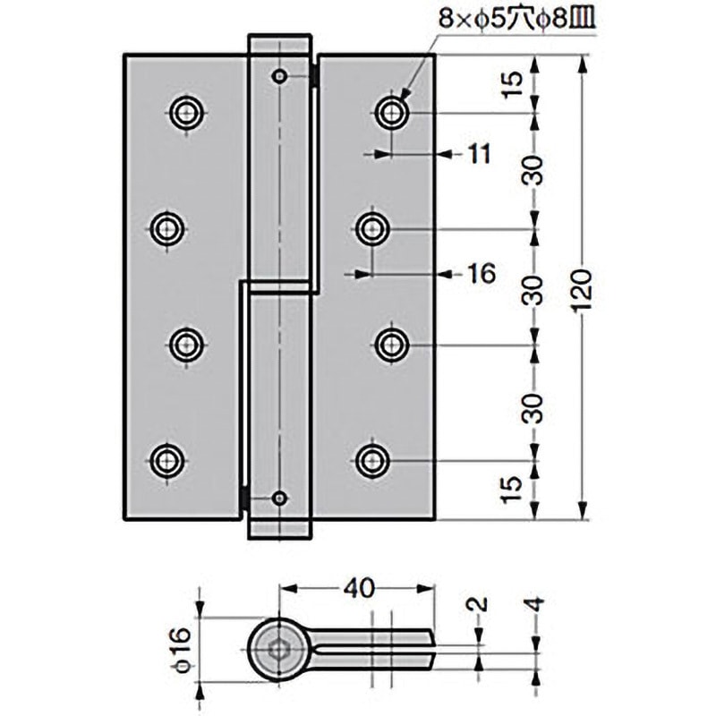 PM120-525401R アルミ合金製スプリング抜差丁番 LAMP(スガツネ工業