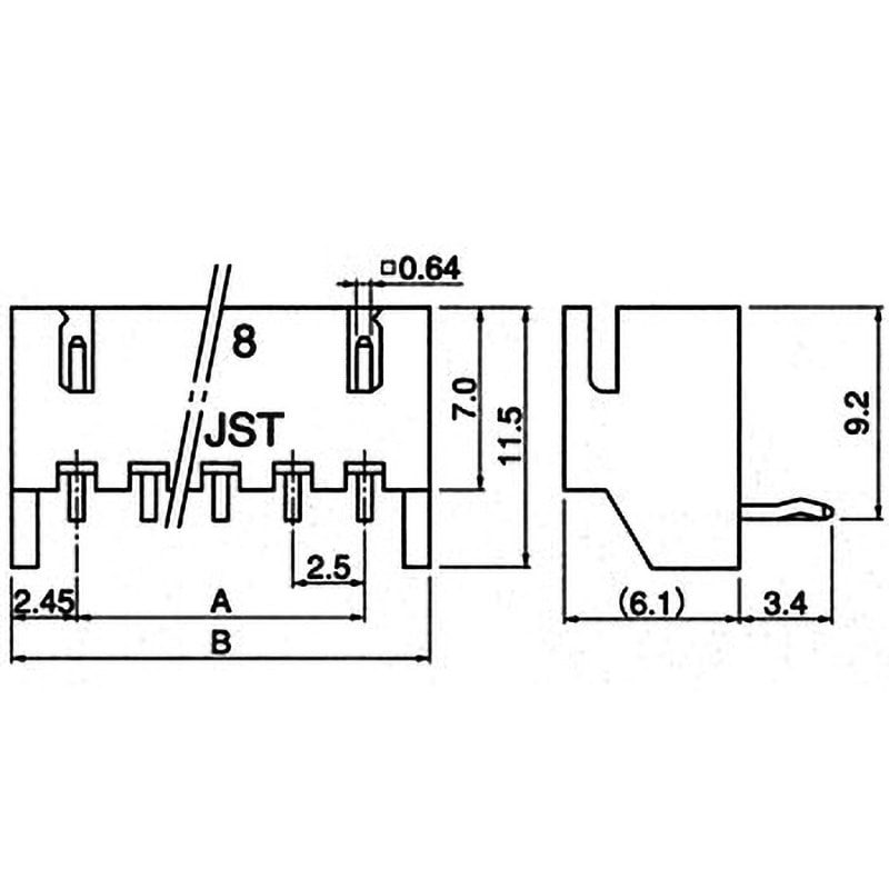S2B-XH-A(LF)(SN) XHコネクター ベース付ポスト JST(日本圧着端子製造