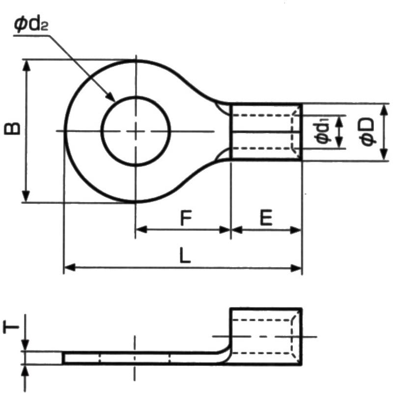 R60-10 R形丸端子 日本圧着端子製造(JST) 裸圧着端子 丸形 電線抱合範囲42.42～60.57mm<sup>2</sup>  1セット(50個) - 【通販モノタロウ】