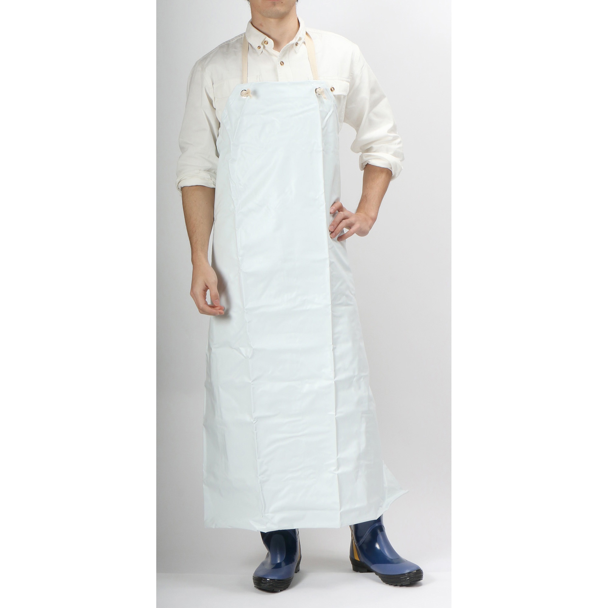 1900 ターポリン胸付前掛(抗菌) カジメイク 白色 幅90cm L 【通販