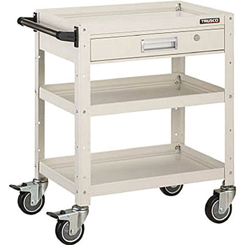 BDW-773VU-W バーディワゴン(ウレタンキャスター・1段引出し付) TRUSCO 3段 ホワイト色 積載荷重200kg 高さ740mm間口750mm奥行500mm  BDW-773VU-W