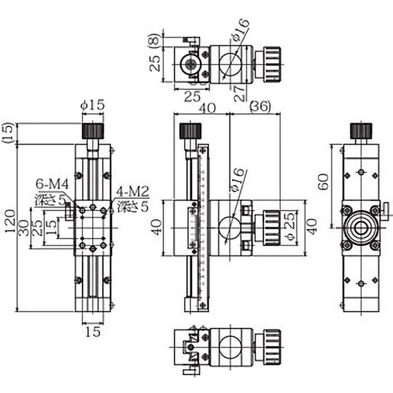 TSC-120BC-5 多機能送りねじ式ステージ支柱ホルダー式 ミラック光学