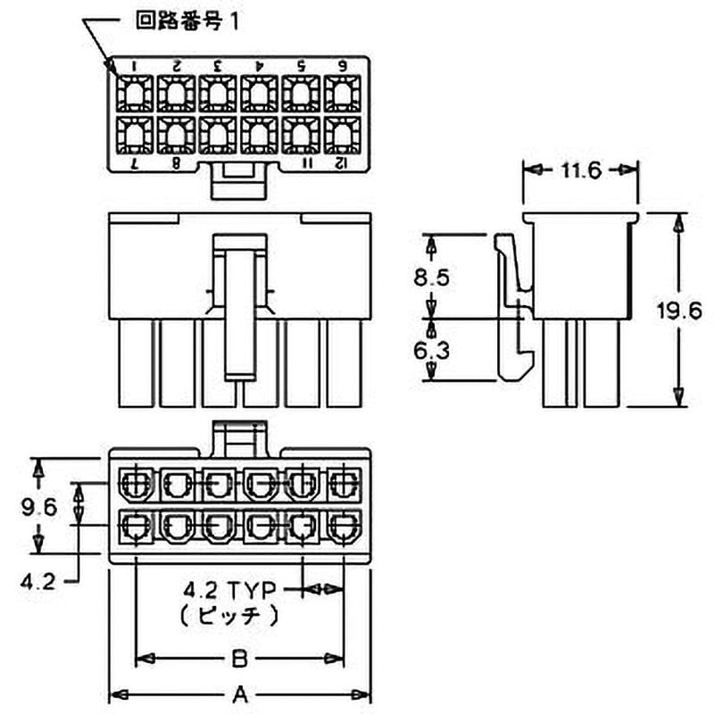 5557-24R 中継用コネクタ 4.2mmピッチ ニューミニフィット リセプタクルハウジング 5557 日本モレックス(molex) 極数24  1パック(10個) - 【通販モノタロウ】