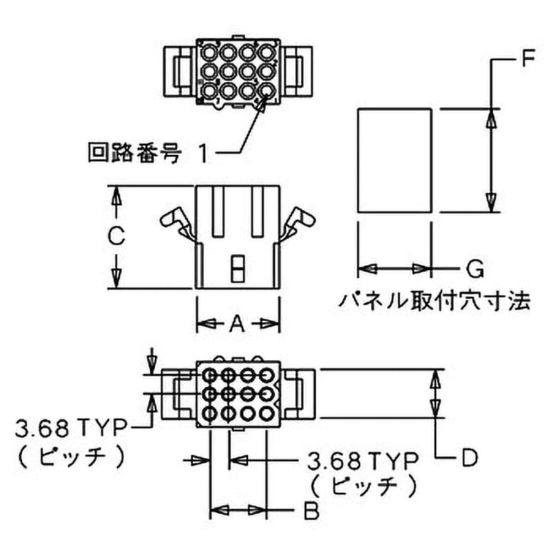 1625-12R 中継用コネクタ 3.68mmピッチ 1625ミニチュアリセプタクルハウジング 日本モレックス(molex) 極数12 両用  1パック(10個) - 【通販モノタロウ】