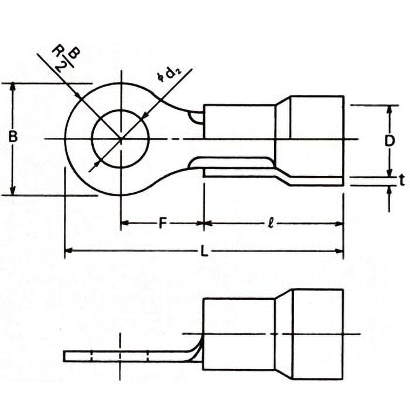 BT2-4 (RBV2-4) (シロ) 銅線用絶縁被覆付圧着端子(BT型) 冨士端子工業
