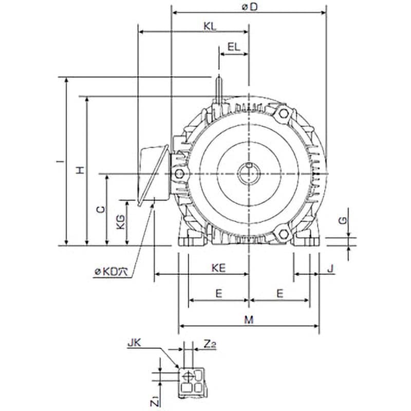 プレミアムゴールドモートル 全閉外扇屋内形・脚取付 極数:4P 200/200/220V 汎用モーター 三相 出力7.5kW