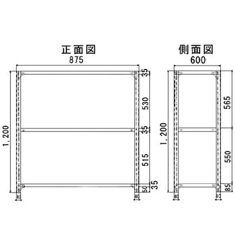 TK4360-3 軽量ラック 120kg モノタロウ ホワイトグレー色 単体タイプ