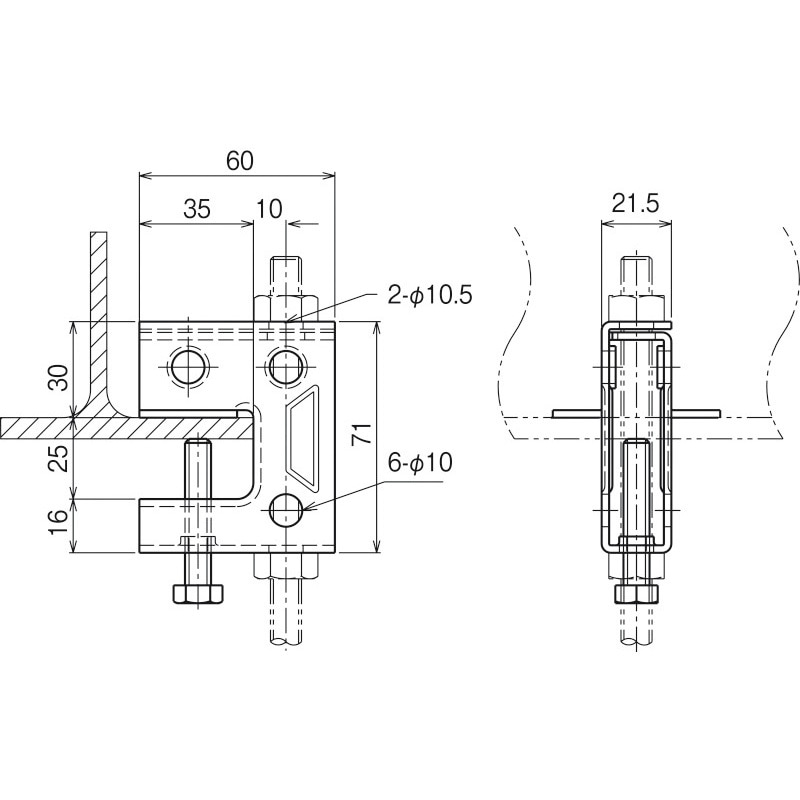 Z-HB1U 吊ボルト支持金具 ネグロス電工 1個 Z-HB1U - 【通販モノタロウ】