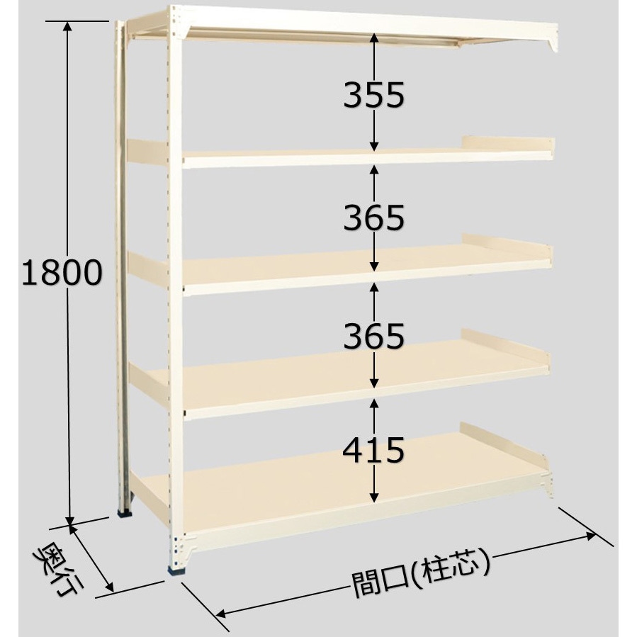 ラークラック 150kg/段 連結 高さ1800mm 4段タイプ W1800×D300×H1800mm RLW-1714R ラークラック 150kg⁄段 連結 高さ1800mm 5段タイプ W1800×D600×H1800mm