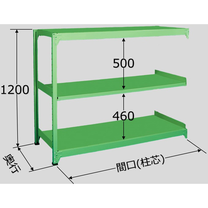 ML-8123R 中軽量棚 ML型連結250kg サカエ スチール グリーン色 ボルトレス仕様 3段 高さ1200mm  ML-8123R