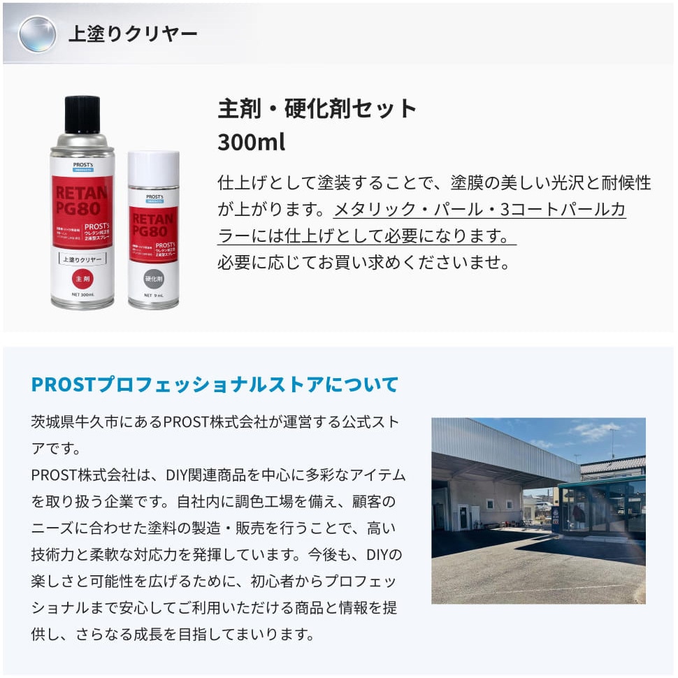 2023c0015c04334 PROST's ウレタン純正色 2液型スプレー 1箱(600mL