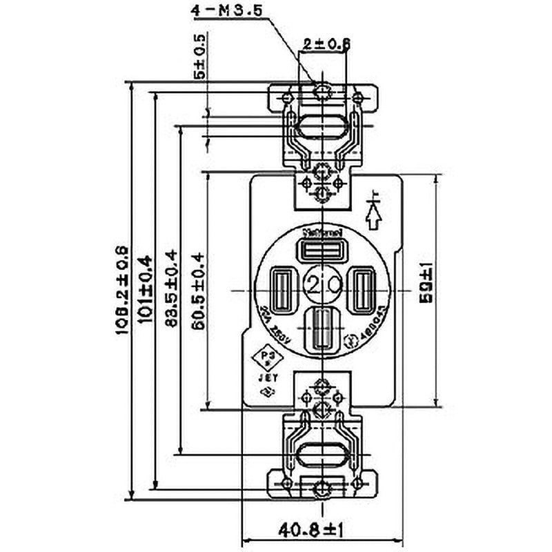 WF1420BK 高容量埋込コンセント Panasonic(パナソニック) 250V 平刃