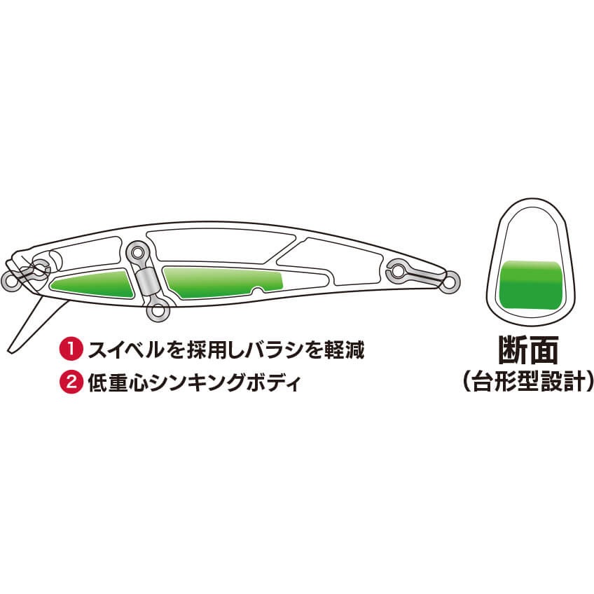 ASI4073 ピンクチャートヤマメ スピアヘッド リュウキ71S デュオ 重心