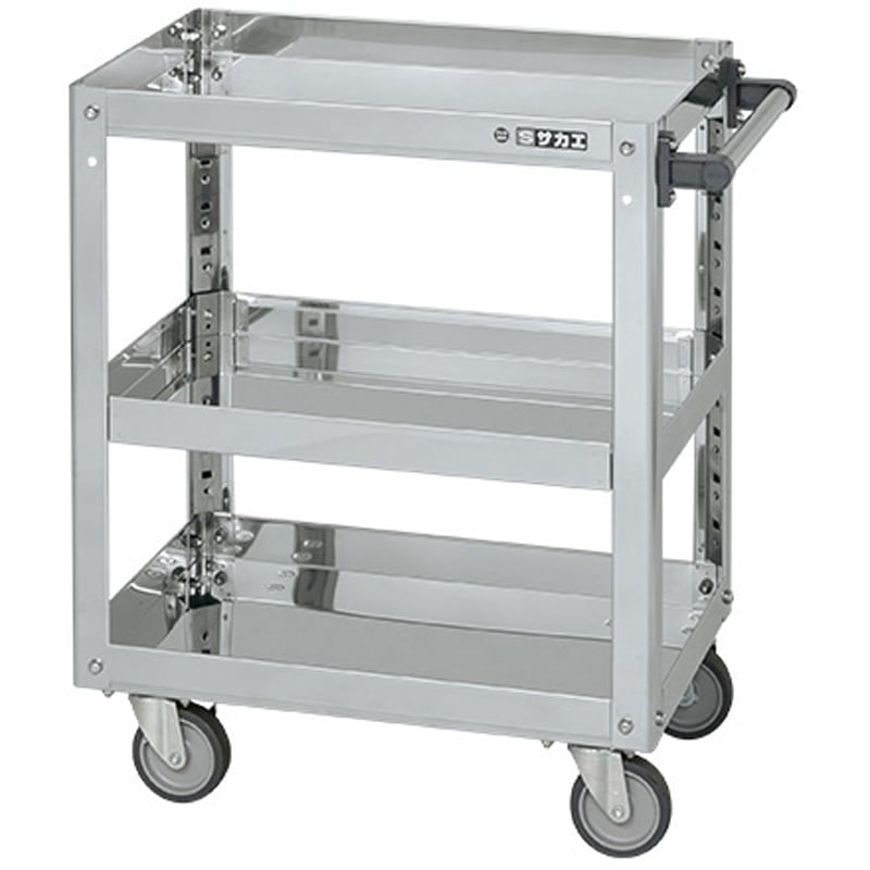 SAP4-6073E ステンレススーパーワゴン(SUS430/エラストマー車/プレート式キャスター) サカエ 間口600mm奥行400mm高さ740mm  SAP4-6073E 38,337円