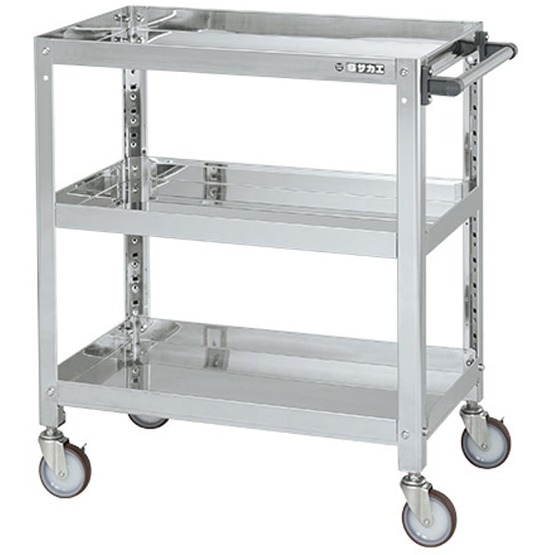 サカエ ステンレスニューＣＳスーパーワゴン（ハンドブレーキ付）　CSWA-758HBSS サカエ ステンレスニューＣＳスーパーワゴン（ハンドブレーキ付） CSWA