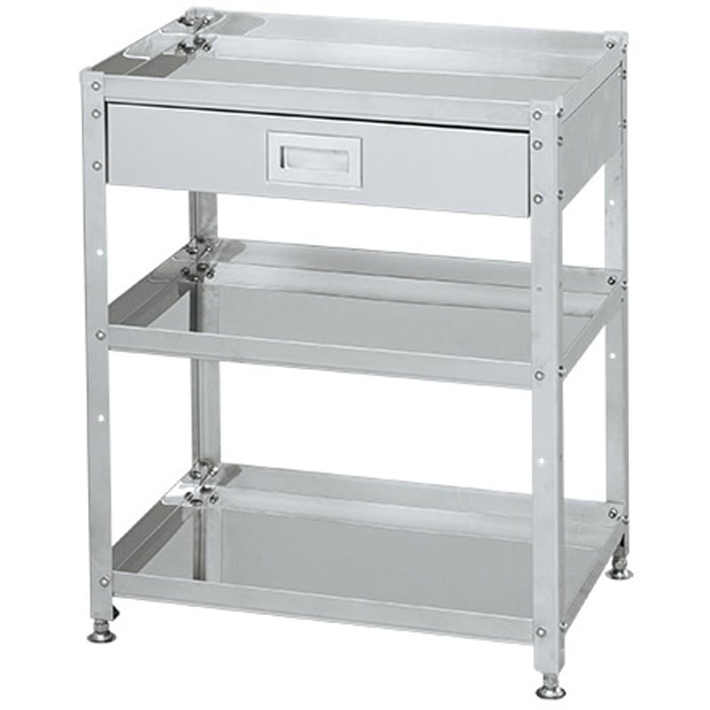 SN4-6073A ステンレススペシャルワゴン(SUS430/引出付/固定式) サカエ 間口600mm奥行400mm高さ730mm  SN4-6073A