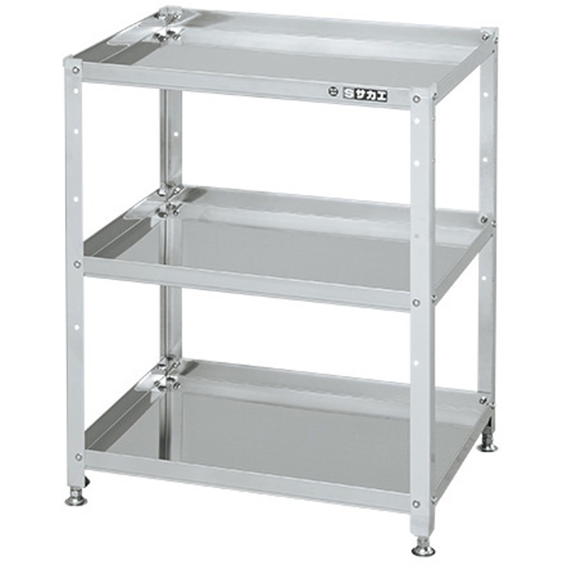 SN4-6473 ステンレススペシャルワゴン(SUS430/固定式) サカエ 間口600mm奥行450mm高さ730mm  SN4-6473