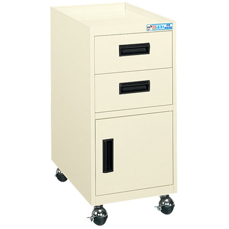 1ANI 作業台用キャビネットワゴン サカエ ゴム車 間口310mm奥行450mm高さ650mm  1ANI