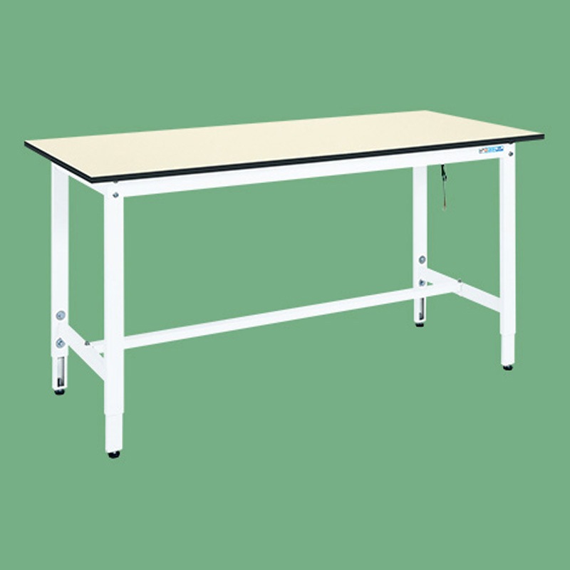 DSS-187EW 帯電防止マット張高さ調整作業台 抗菌パールホワイト (DSS/耐荷重200kg/H800～1000/固定式) サカエ 対応 間口1800mm奥行750mm