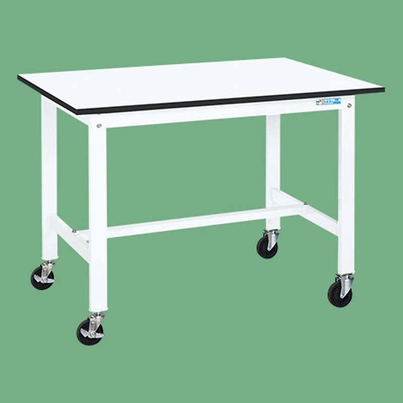 KK-48LB2W 軽量作業台 抗菌パールホワイト(KK/200kg/ポリエステル天板/H840/キャスター付) サカエ 対応 間口1200mm奥行600mm  KK-48LB2W