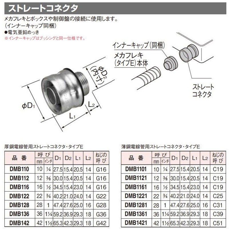 DMB1361 メカフレキ付属品 ストレートコネクタ 【受注生産品