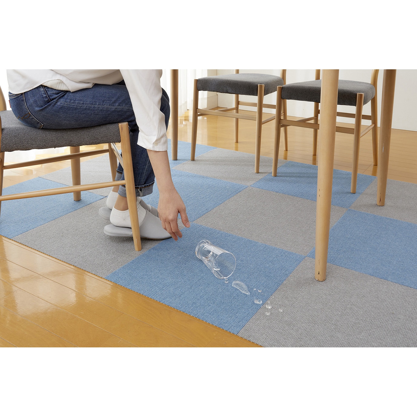 KY-09 タイルマット45×45cm サンコー[日用品] メランジブルー色 1個(20