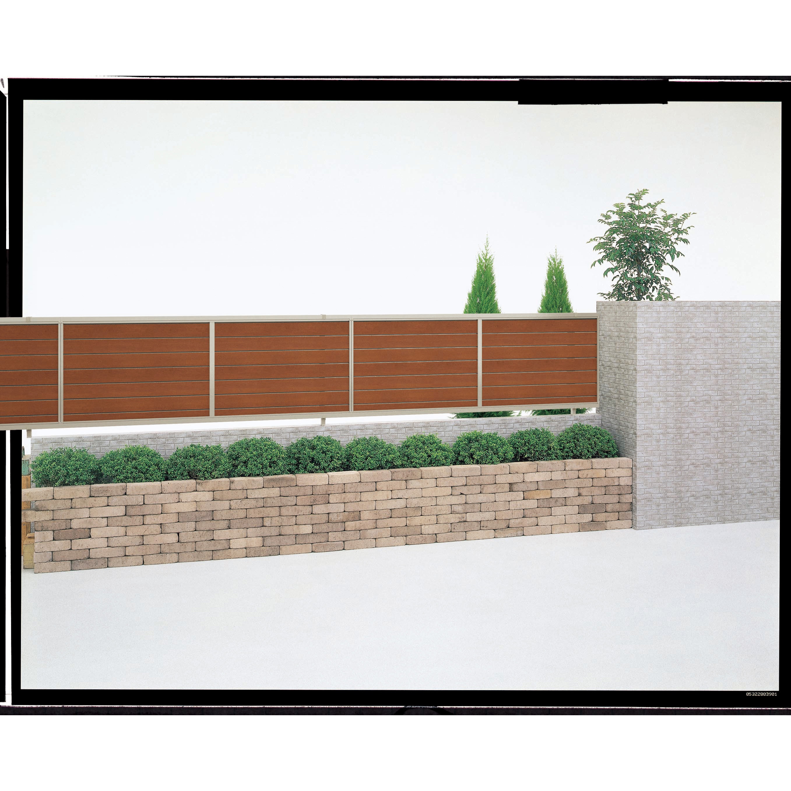 OFM1-1420MB オリジナルフェンス ウッドアイ 横ルーバー  H1400 本体のみ オリジナル ステンカラー+マロンブラウン色   OFM1-1420MB 23,345円