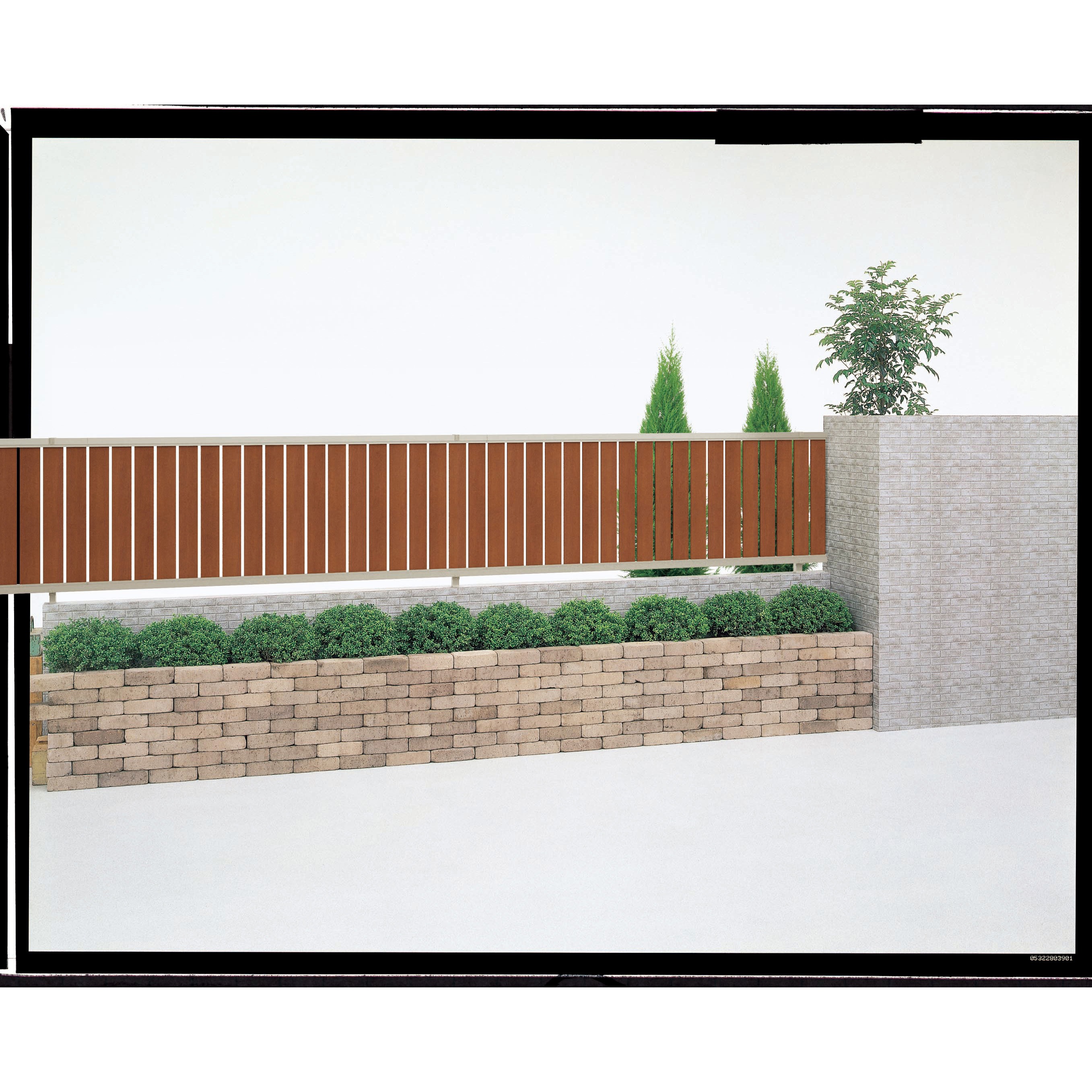 ASM2-1020MB オリジナルフェンス ウッドアイ 縦スリット  H1000 本体のみ オリジナル ステンカラー+マロンブラウン色   ASM2-1020MB