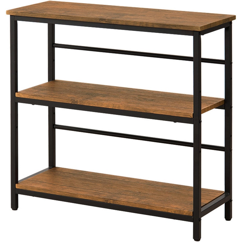 アイアンラック　※直接引取りは9000円 LCC-4673-BR アイアンラック 木目調 3段 萩原 ブラウン色 1台(1台) LCC