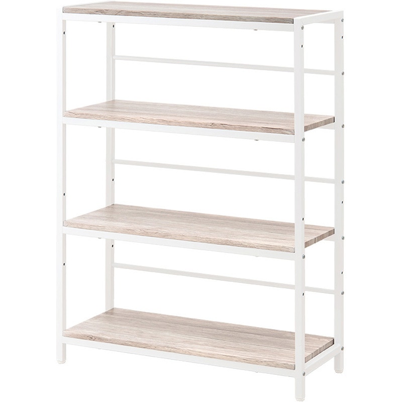 白木目調　ラック LCC-4673-WH アイアンラック 木目調 3段 萩原 ホワイト色 1台(1台) LCC