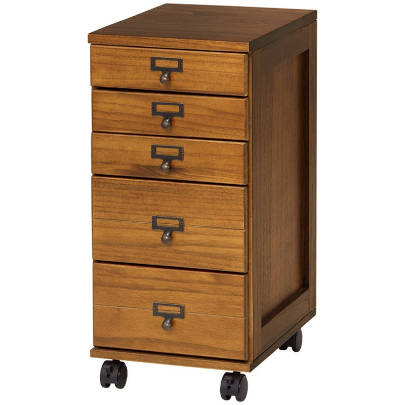 MCH-6170BR 書類チェスト 引き出し A4対応サイズ 選べる5段・9段タイプ 萩原 ブラウン色 外寸(幅×奥行×高さ)28×37×60cm 1台(1台) MCH-6170BR 8,564円