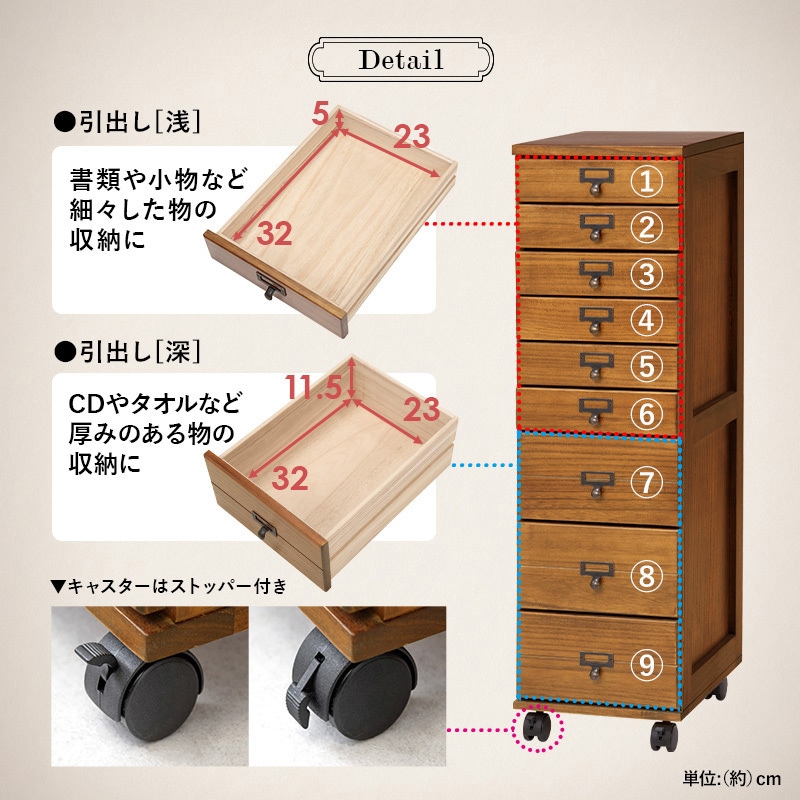 MCH-6171BB 書類チェスト 引き出し A4対応サイズ 選べる5段・9段タイプ