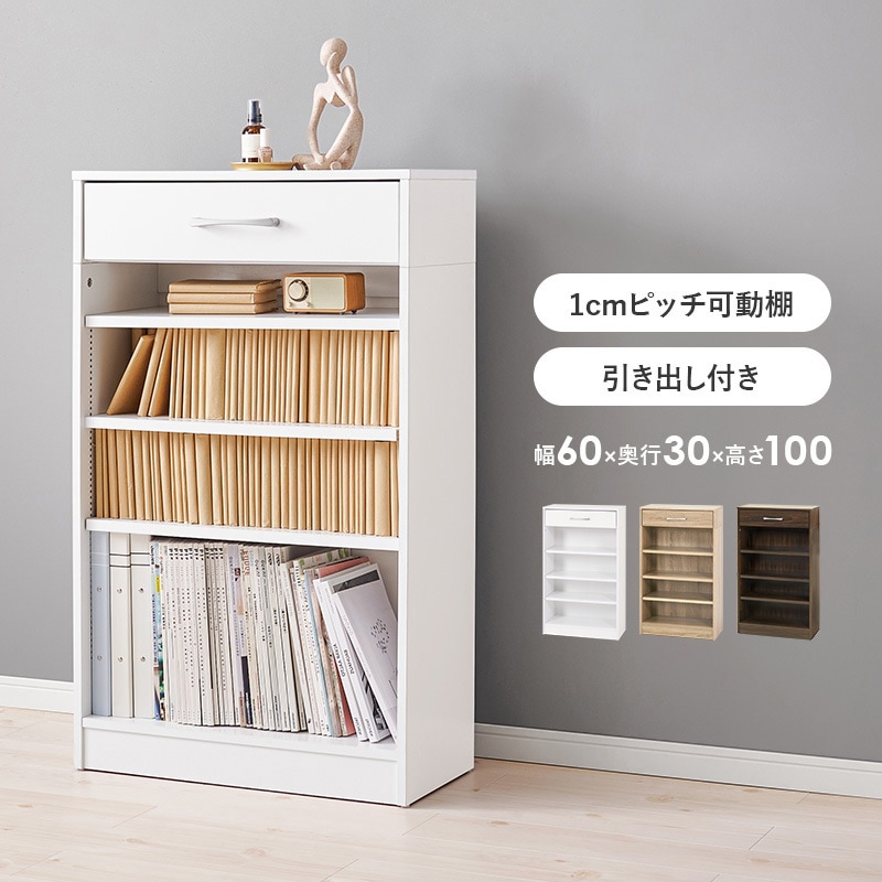 RCC-1707BR 1cm刻みで調節できる 本棚 幅60cm 萩原 備考:組立式/可動棚
