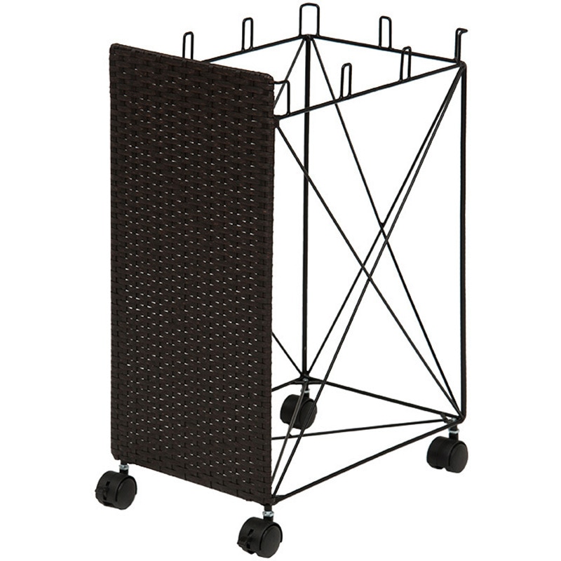 RUD-2424DBR 分別できる ごみ箱ラック 最大6分割 縦長タイプ 萩原 ダークブラウン色  1台(1台) RUD-2424DBR