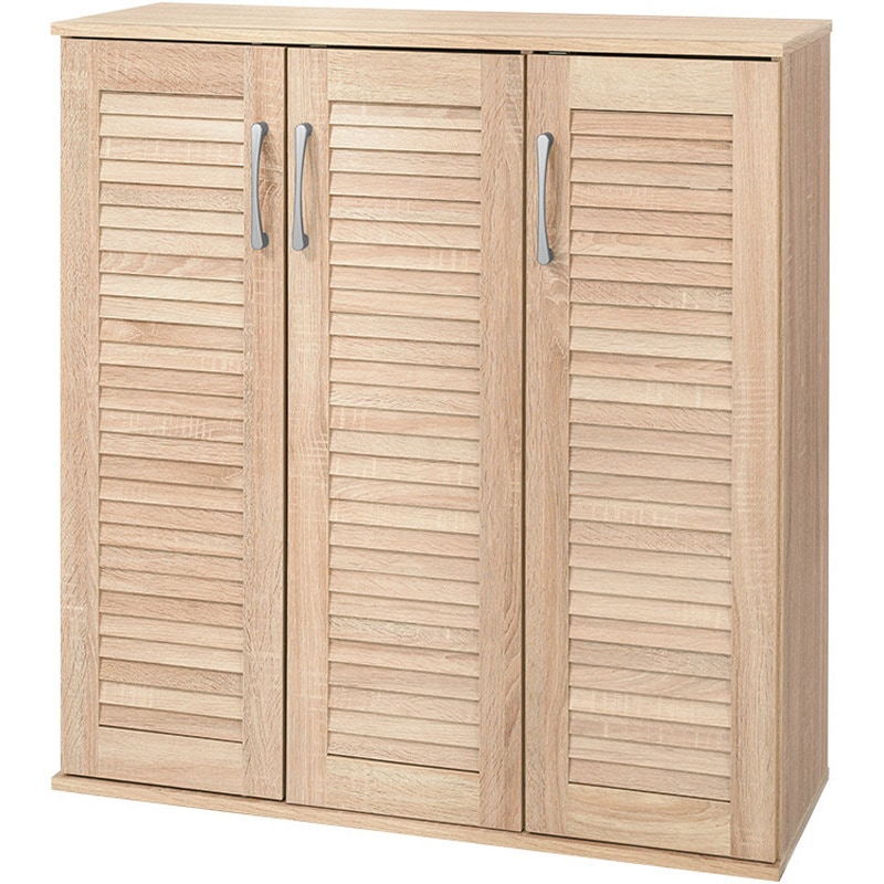 RSR-1701NA ルーバー扉シューズラック 幅89cm 萩原 ナチュラル色  1台(1台) RSR-1701NA